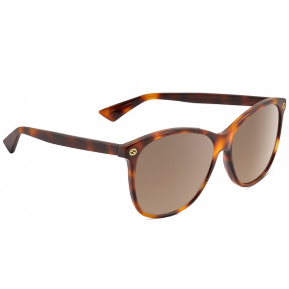 Gucci GG0024S Unisex Square Designer Sunglasses Brown Tortoise Havana/Brown 58mm